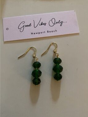 Good Vibes Only Emerald Green Bead Drop Earrings!